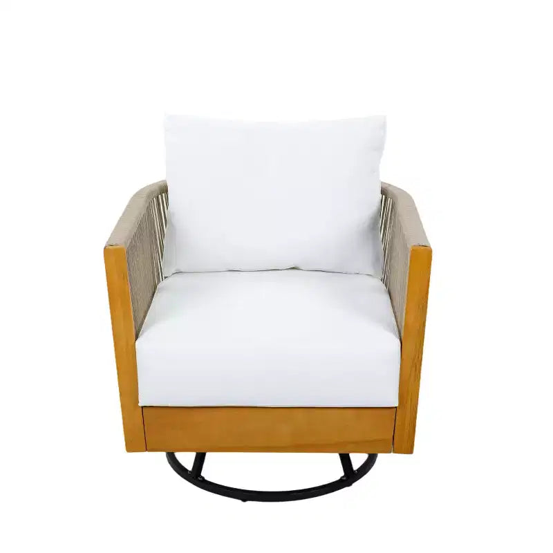Christopher Knight Home Fauteuil pivotant 360° Lucian Moderne de patio en bois d'acacia et corde tressée