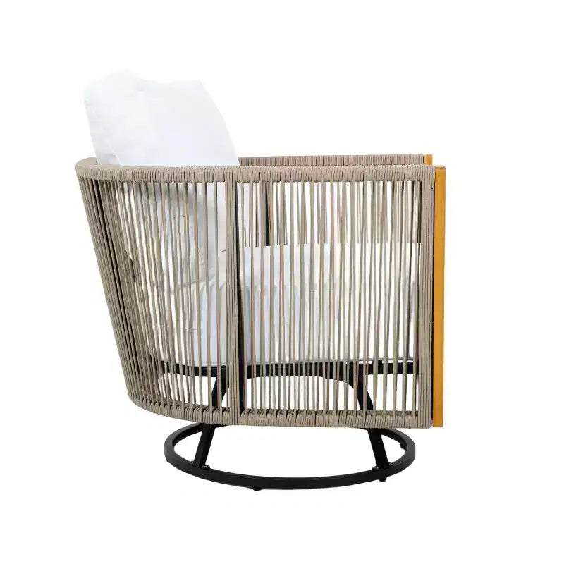 Christopher Knight Home Fauteuil pivotant 360° Lucian Moderne de patio en bois d'acacia et corde tressée