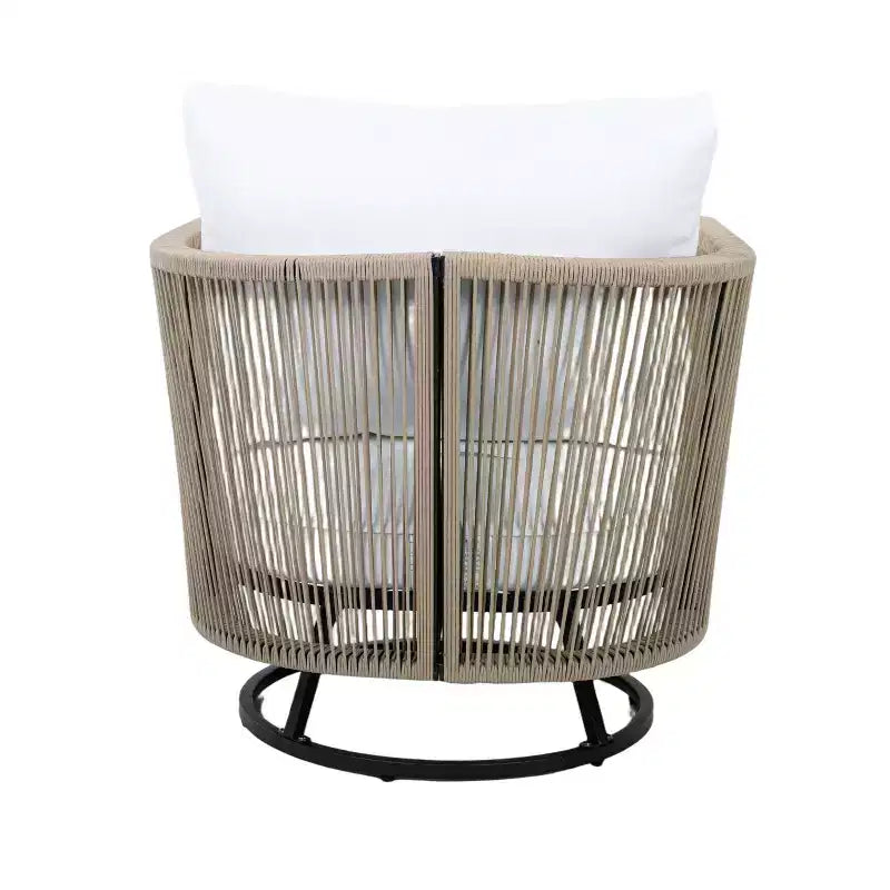 Christopher Knight Home Fauteuil pivotant 360° Lucian Moderne de patio en bois d'acacia et corde tressée