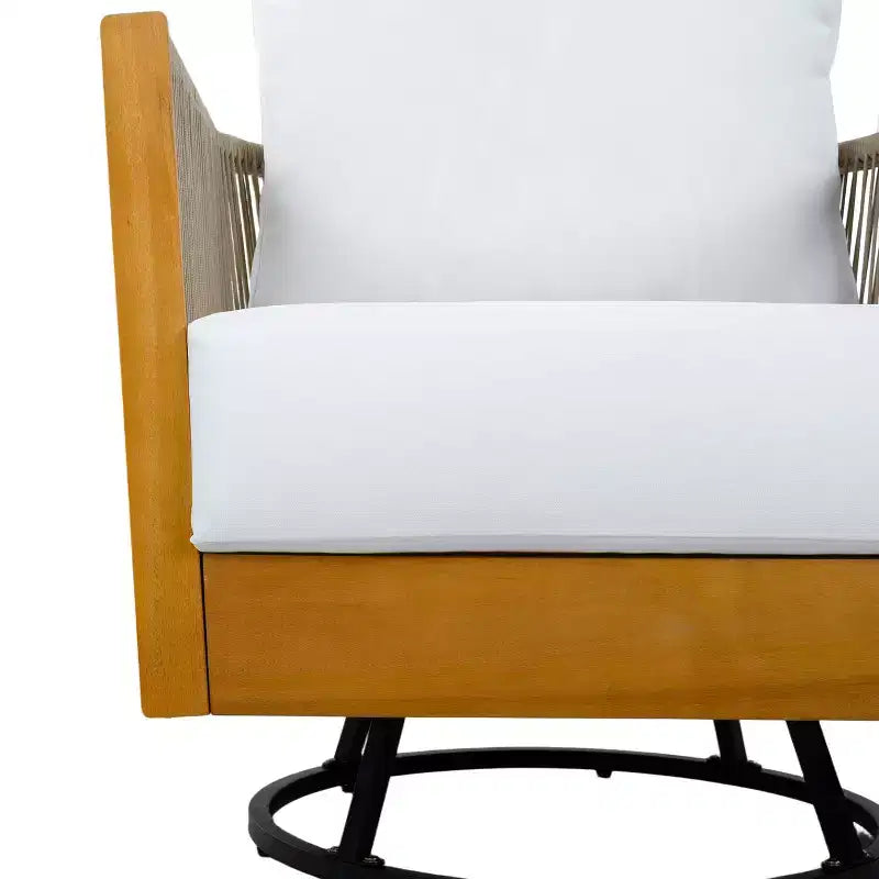 Christopher Knight Home Fauteuil pivotant 360° Lucian Moderne de patio en bois d'acacia et corde tressée