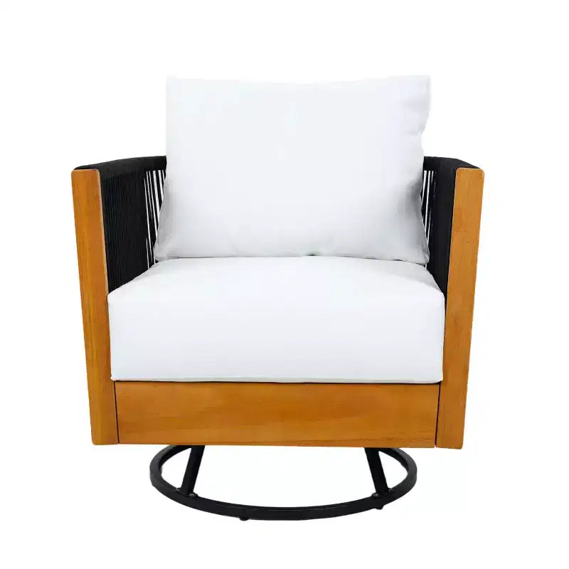 Christopher Knight Home Fauteuil pivotant 360° Lucian Moderne de patio en bois d'acacia et corde tressée