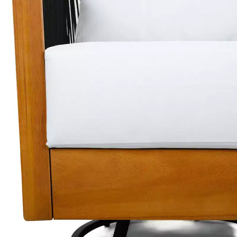 Christopher Knight Home Fauteuil pivotant 360° Lucian Moderne de patio en bois d'acacia et corde tressée