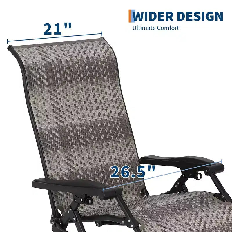 2 chaises longues de jardin en rotin, capacité de 150 kg, inclinables et pliables, chaises longues portables en osier robuste pour piscine, jardin, terrasse