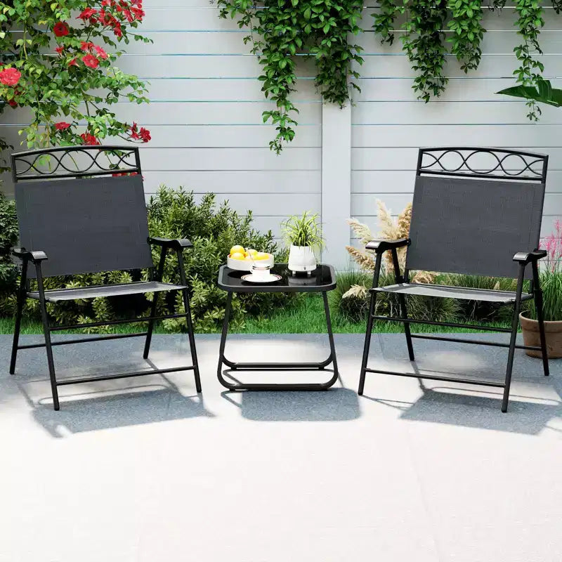 Lot de 4 chaises pliantes de patio Costway avec dossiers et accoudoirs en métal pour l'extérieur