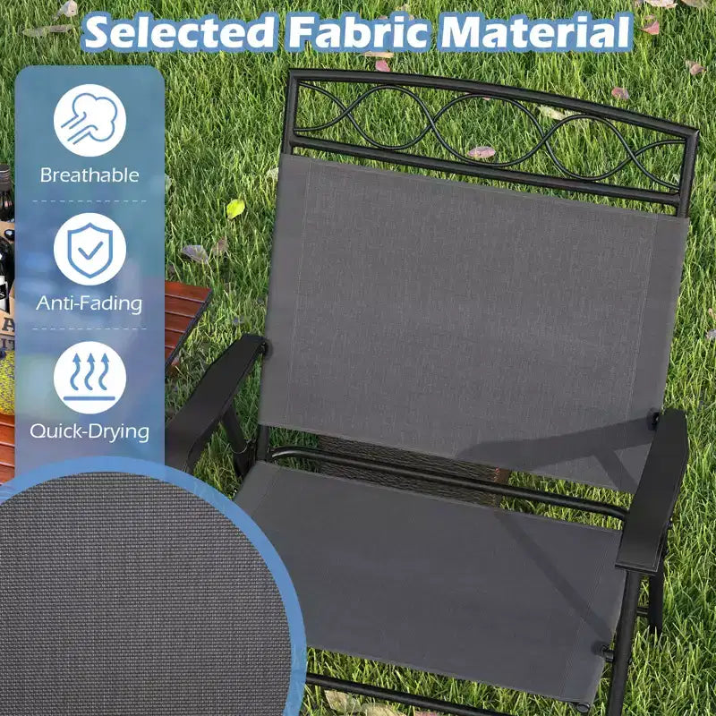 Lot de 4 chaises pliantes de patio Costway avec dossiers et accoudoirs en métal pour l'extérieur