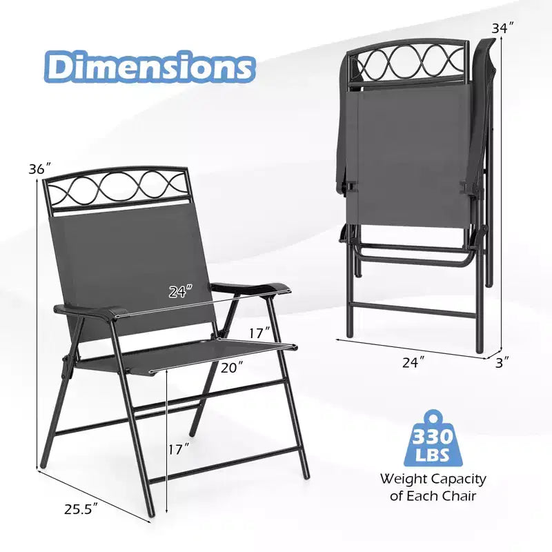 Lot de 4 chaises pliantes de patio Costway avec dossiers et accoudoirs en métal pour l'extérieur