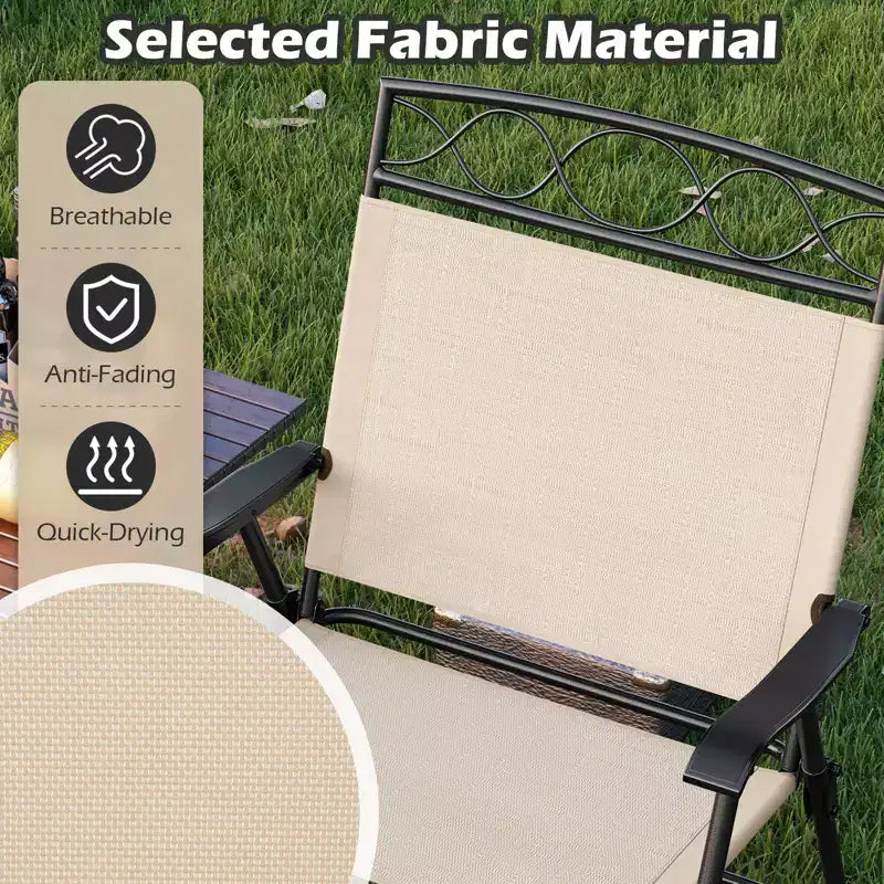 Lot de 4 chaises pliantes de patio Costway avec dossiers et accoudoirs en métal pour l'extérieur