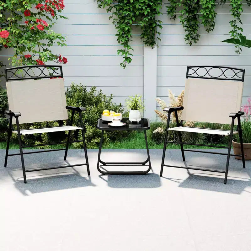 Lot de 4 chaises pliantes de patio Costway avec dossiers et accoudoirs en métal pour l'extérieur