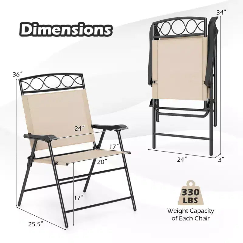 Lot de 4 chaises pliantes de patio Costway avec dossiers et accoudoirs en métal pour l'extérieur