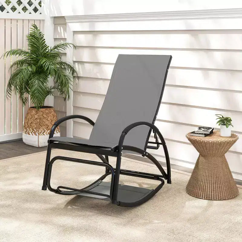 Chaise à bascule d'extérieur 2-en-1 Costway, transat convertible avec dossier réglable sur 4 positions et accoudoirs incurvés