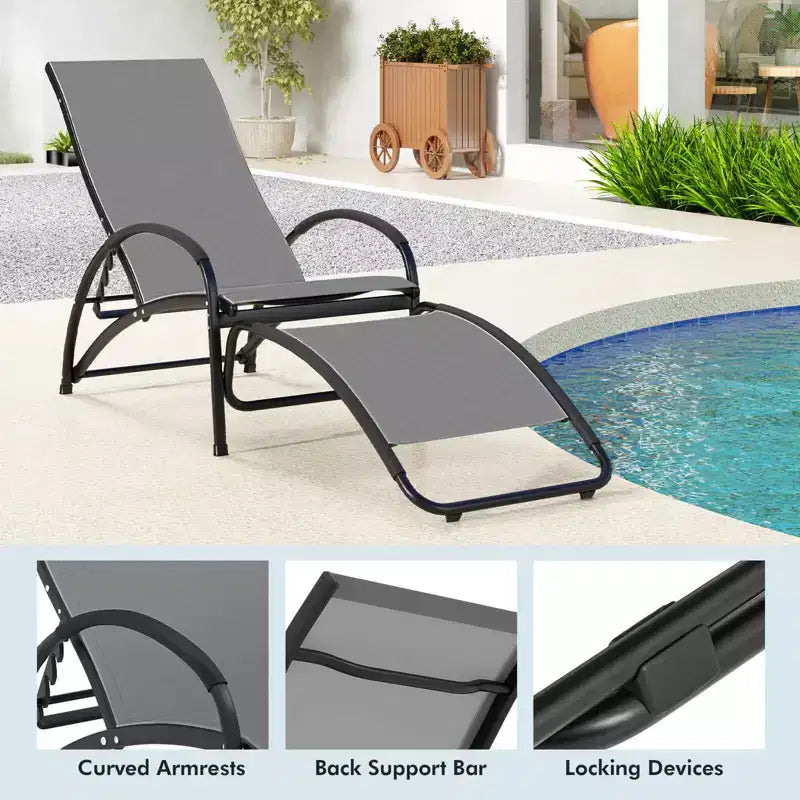 Chaise à bascule d'extérieur 2-en-1 Costway, transat convertible avec dossier réglable sur 4 positions et accoudoirs incurvés