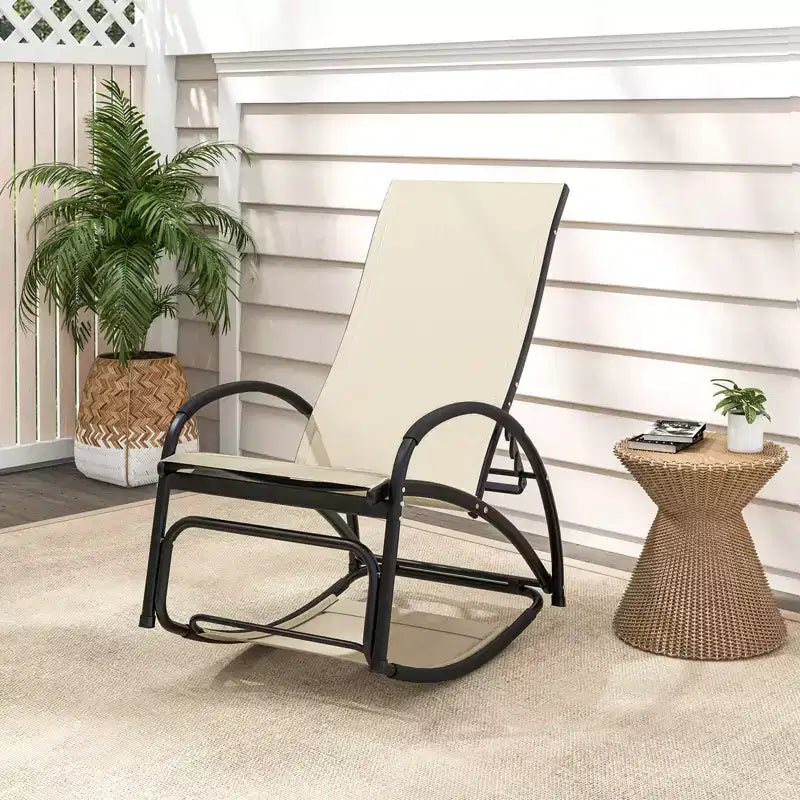 Chaise à bascule d'extérieur 2-en-1 Costway, transat convertible avec dossier réglable sur 4 positions et accoudoirs incurvés