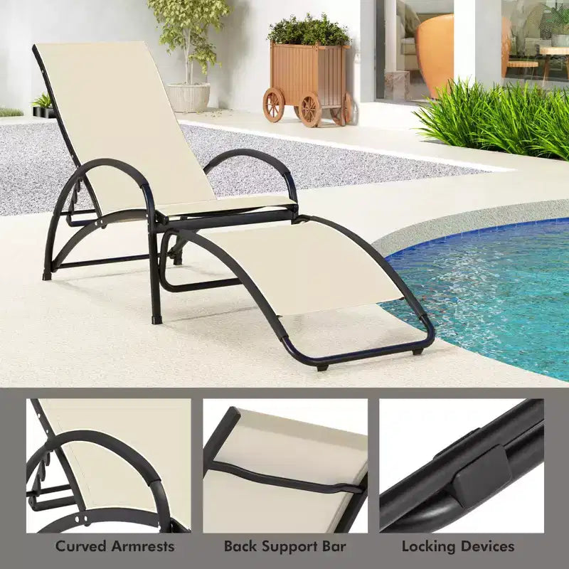 Chaise à bascule d'extérieur 2-en-1 Costway, transat convertible avec dossier réglable sur 4 positions et accoudoirs incurvés