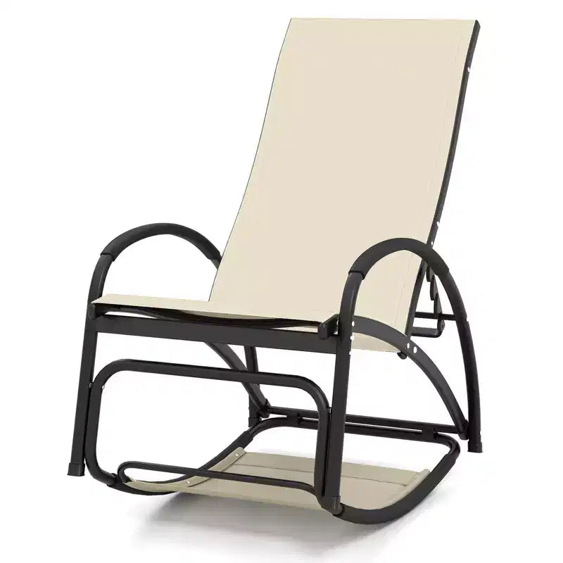 Costway 2-in-1 Outdoor Rocking Chair Convertible Lounge Chair with 4-Position Adjustable Backrest Curved Armrests