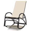 Costway 2-in-1 Outdoor Rocking Chair Convertible Lounge Chair with 4-Position Adjustable Backrest Curved Armrests