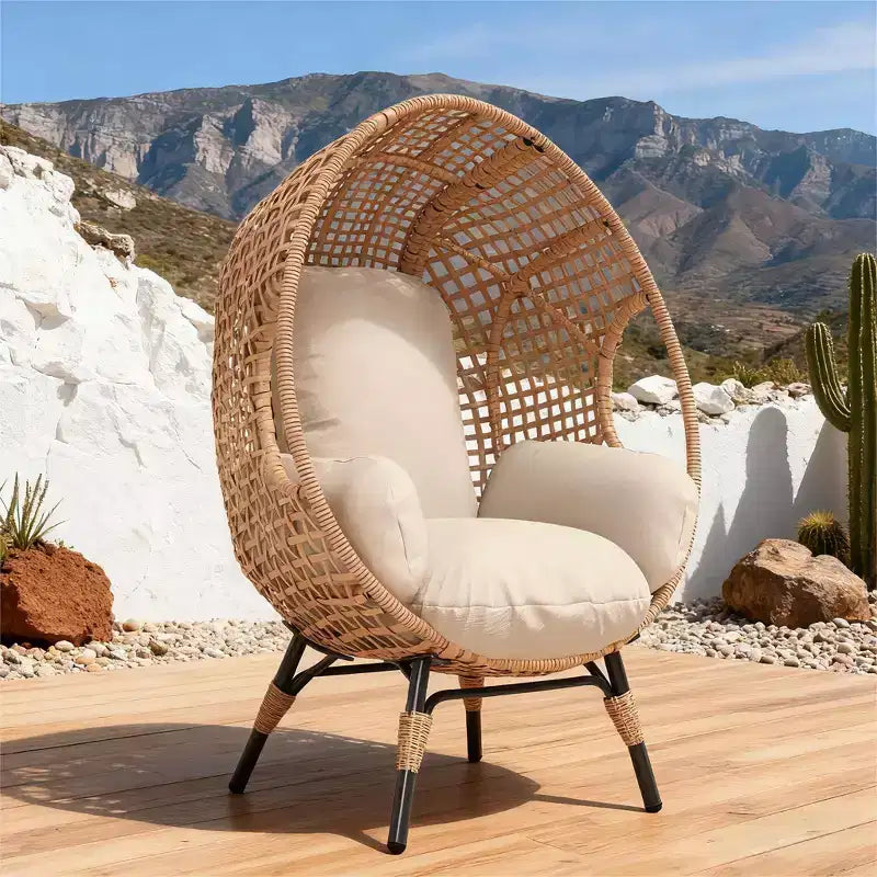GDFStudio Larkin Modern Galvanized Steel and Polyester Upholstered Egg Chair