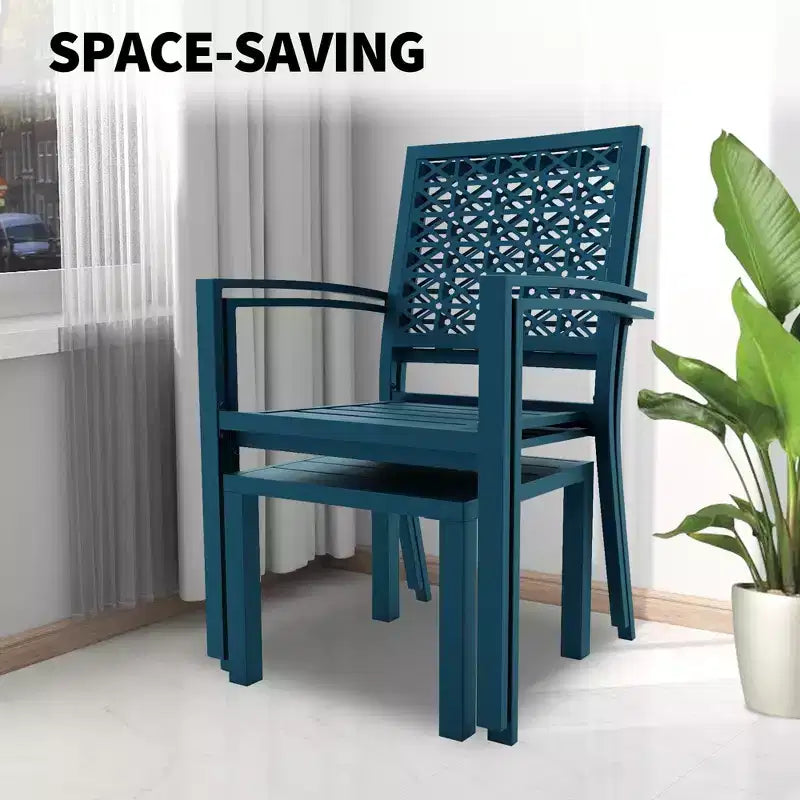 Ensemble 3 pièces de dossier élégant en fer forgé avec motifs floraux sculptés à la main, mobilier d'extérieur universel pour patio et jardin