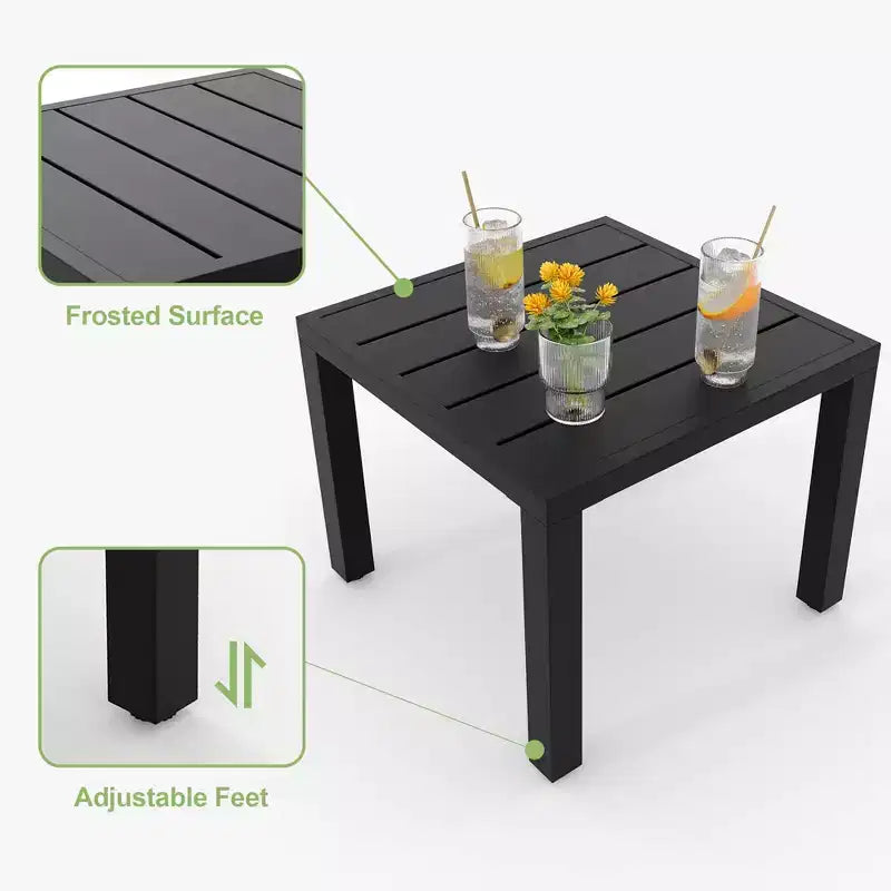Ensemble 3 pièces de dossier élégant en fer forgé avec motifs floraux sculptés à la main, mobilier d'extérieur universel pour patio et jardin