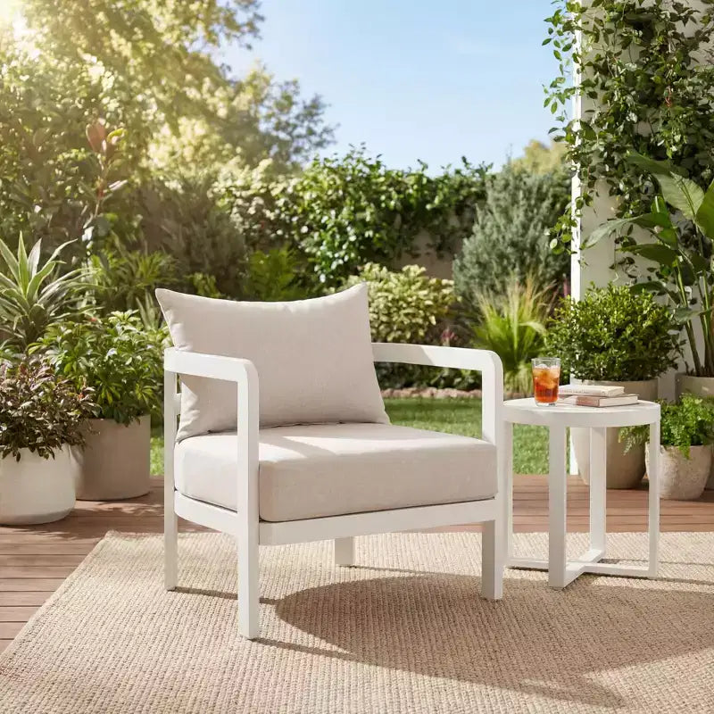 Christopher Knight Home Miguel Chaise d'appoint moderne en aluminium pour patio avec dossier incurvé et coussin