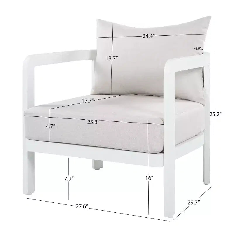 Christopher Knight Home Miguel Chaise d'appoint moderne en aluminium pour patio avec dossier incurvé et coussin