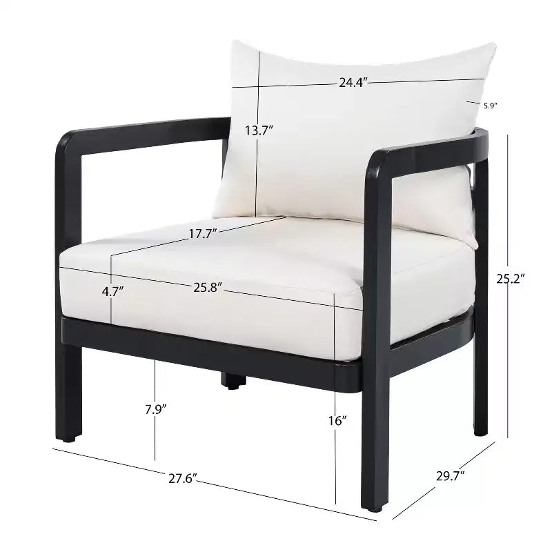 Christopher Knight Home Miguel Chaise d'appoint moderne en aluminium pour patio avec dossier incurvé et coussin