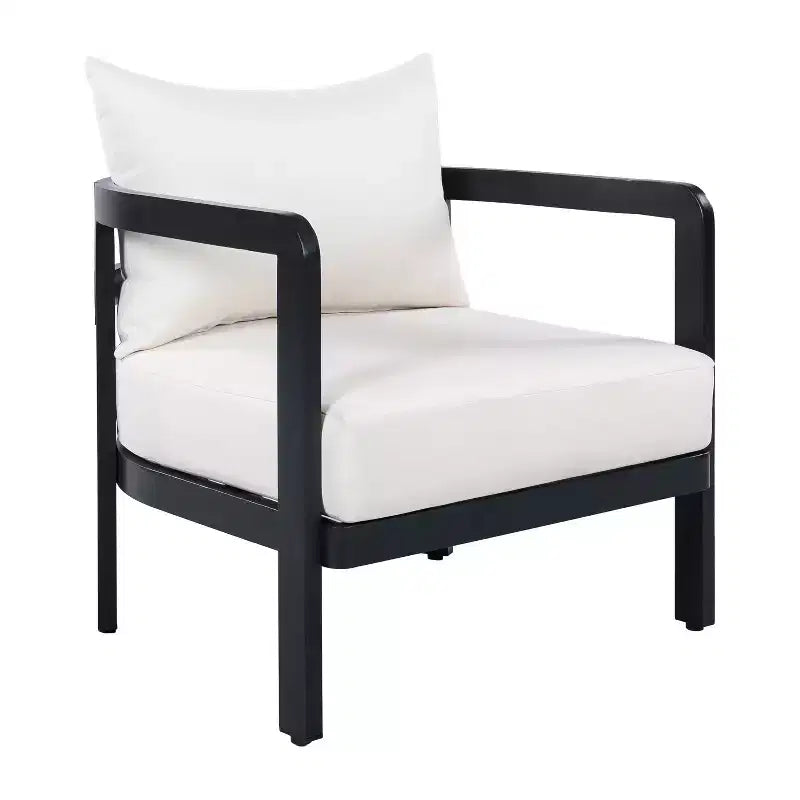 Christopher Knight Home Miguel Chaise d'appoint moderne en aluminium pour patio avec dossier incurvé et coussin