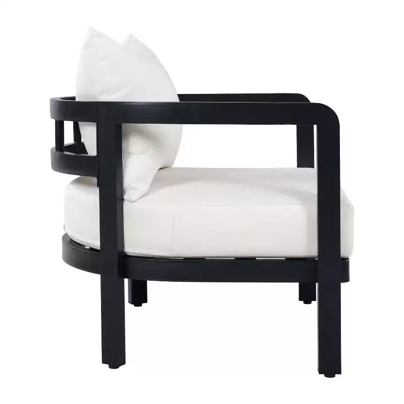Christopher Knight Home Miguel Chaise d'appoint moderne en aluminium pour patio avec dossier incurvé et coussin
