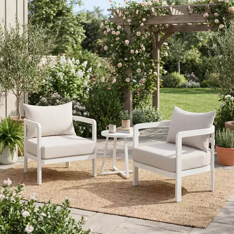 Christopher Knight Home Rosa Chaises d'appoint de patio modernes en aluminium avec dossier incurvé et coussin (ensemble de 2)
