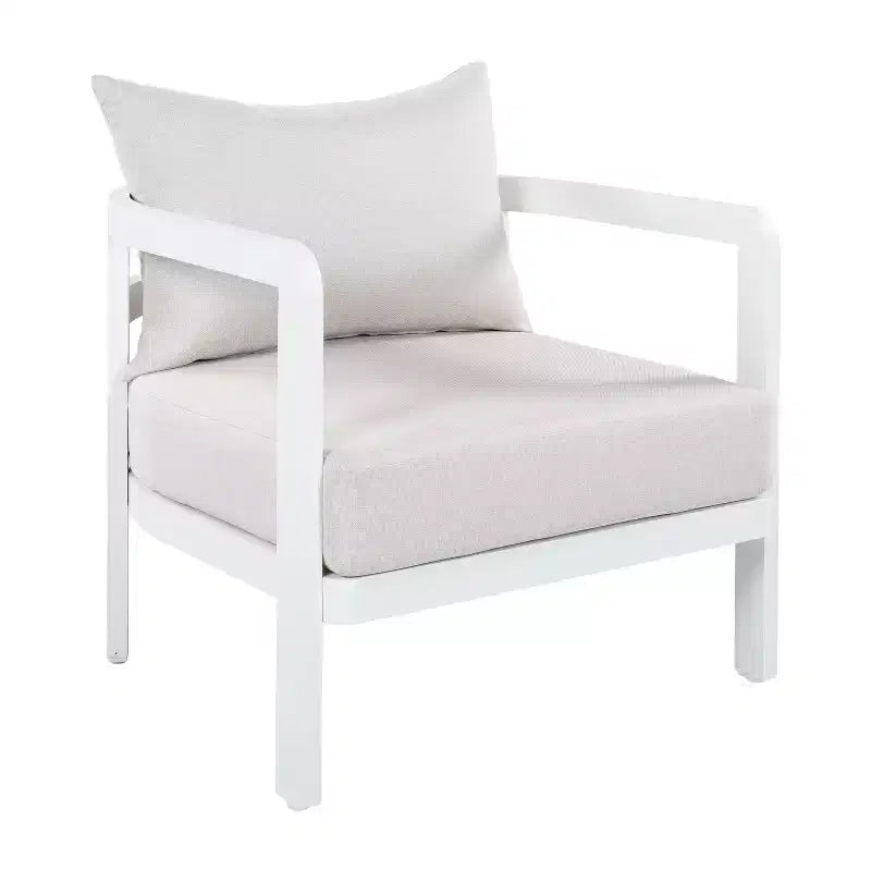Christopher Knight Home Rosa Chaises d'appoint de patio modernes en aluminium avec dossier incurvé et coussin (ensemble de 2)