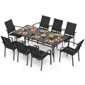 Gymax 9PCS Patio Dining Set Rectangular Table & Stackable Chairs w/Umbrella Hole