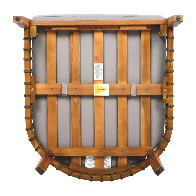 Fauteuil de jardin en bois d'acacia avec accents de corde tressée à la main, dossier incurvé, coussins résistants à l'eau, panneaux à lattes pour véranda ou jardin