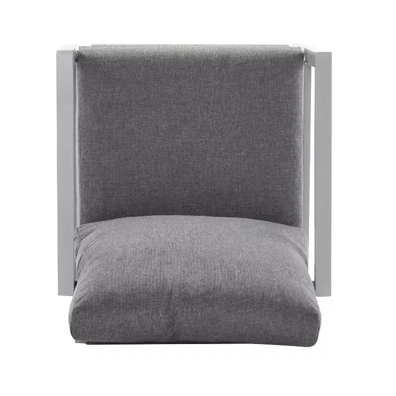 Chaise longue en aluminium argenté avec accents en corde, coussins confortables, structure thermolaquée pour l'extérieur ou l'intérieur