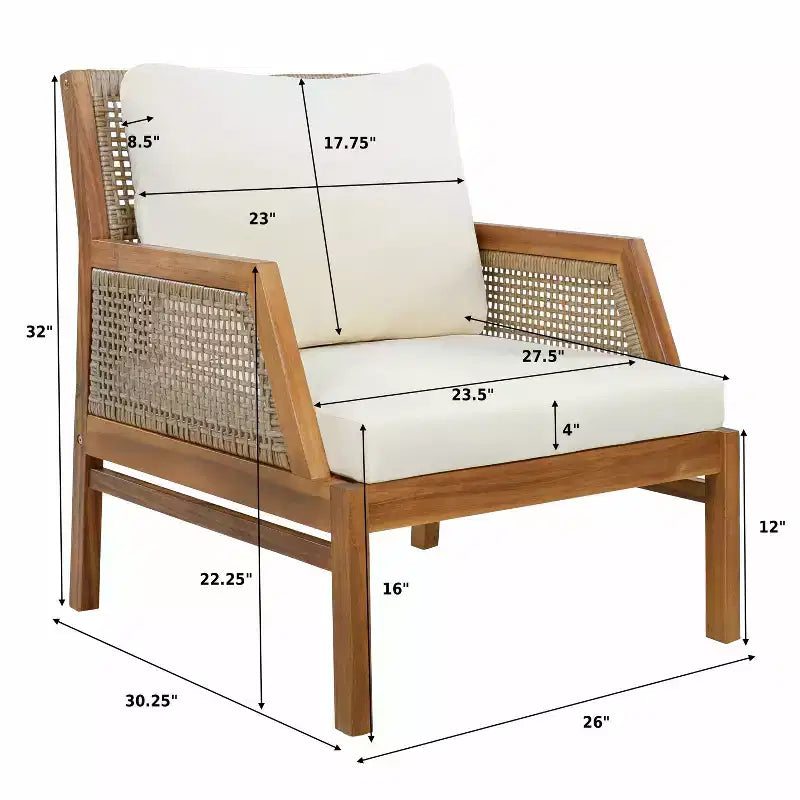 Christopher Knight Home Yaa Fauteuil de jardin en bois d'acacia avec coussin et osier