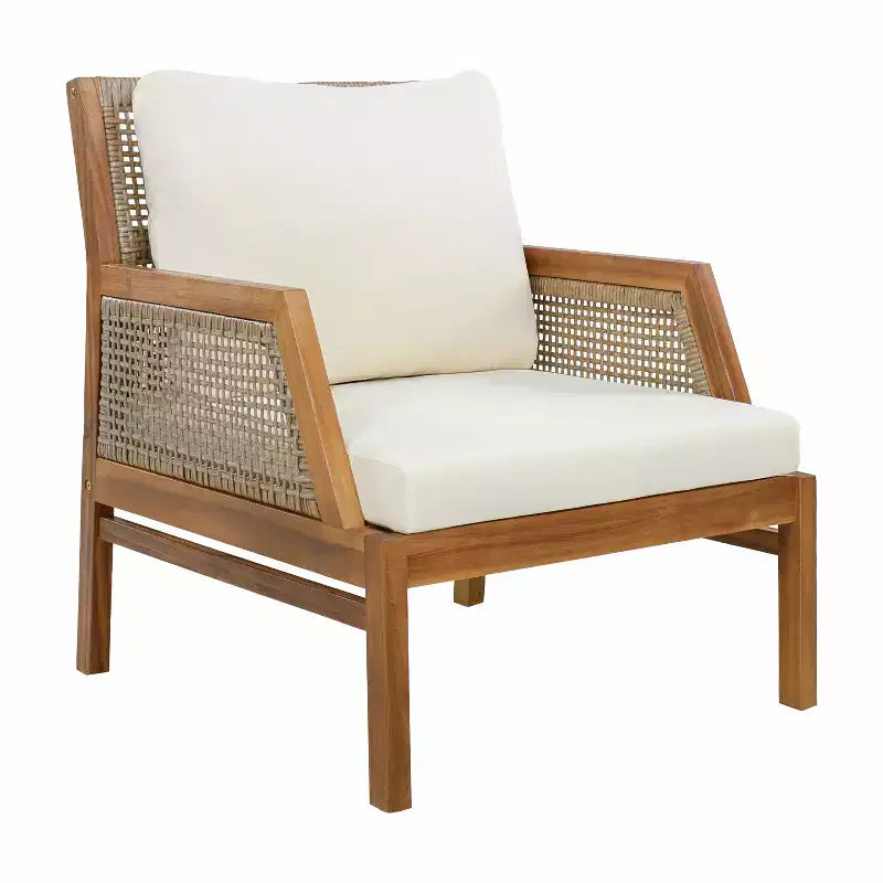 Christopher Knight Home Yaa Fauteuil de jardin en bois d'acacia avec coussin et osier