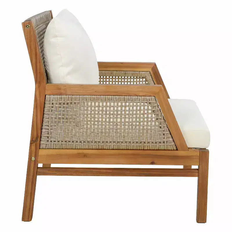 Christopher Knight Home Yaa Fauteuil de jardin en bois d'acacia avec coussin et osier