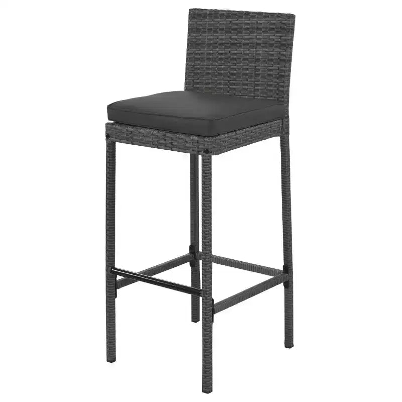 Ensemble de salle à manger/bar d'extérieur 5 pièces avec table en bois d'acacia et tabourets de bar en osier, mobilier résistant aux intempéries pour jardin-Panipeachy