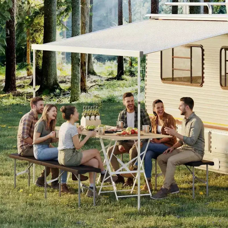 Lot de 2 bancs pliants portables, banc pliant en plastique HDPE robuste avec poignée de transport pour pique-nique en plein air, camping et événements festifs