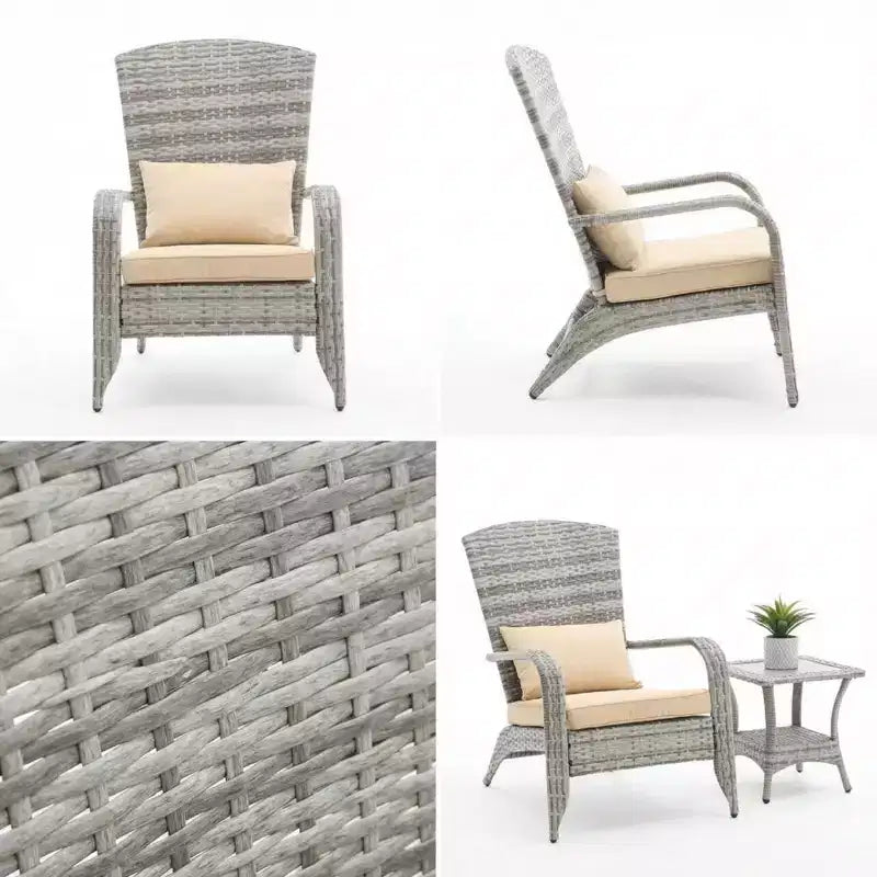 Fauteuil d'extérieur en rotin tressé FERPIT avec coussins résistants aux intempéries