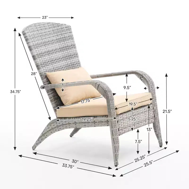 Fauteuil d'extérieur en rotin tressé FERPIT avec coussins résistants aux intempéries