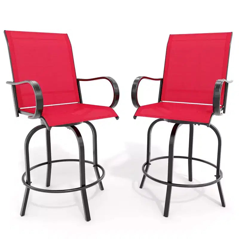 Lot de 2 tabourets de bar pivotants d'extérieur, chaises de terrasse hauteur bar pour jardin, balcon et arrière-cour, capacité de 136 kg
