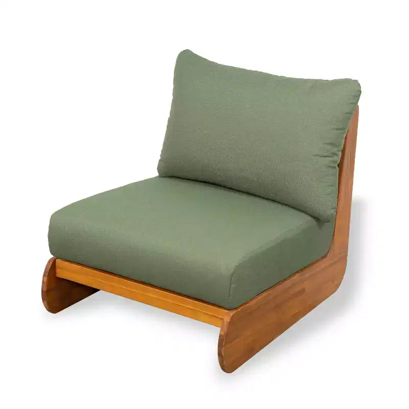ModernLuxe Chaise longue d'extérieur, fauteuil de club en bois d'acacia avec coussins résistants à l'eau