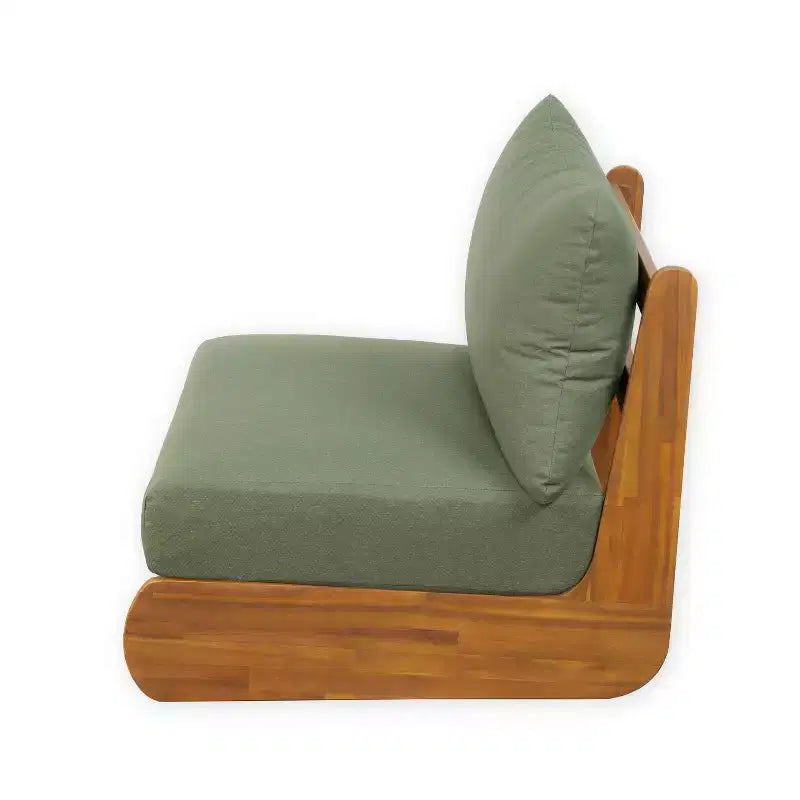 ModernLuxe Chaise longue d'extérieur, fauteuil de club en bois d'acacia avec coussins résistants à l'eau
