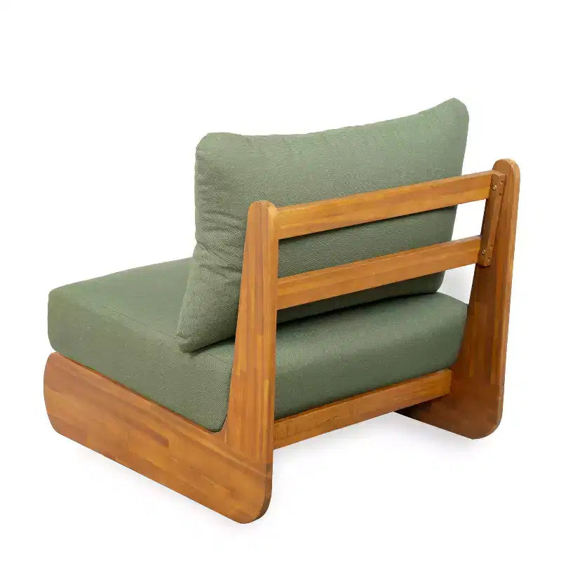 ModernLuxe Chaise longue d'extérieur, fauteuil de club en bois d'acacia avec coussins résistants à l'eau
