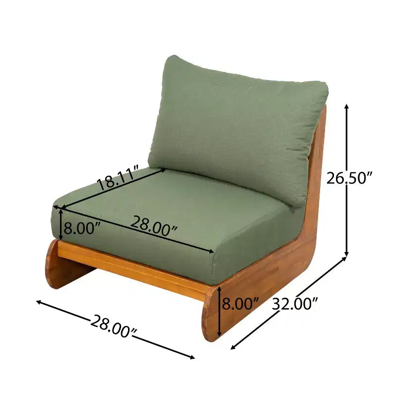 ModernLuxe Chaise longue d'extérieur, fauteuil de club en bois d'acacia avec coussins résistants à l'eau