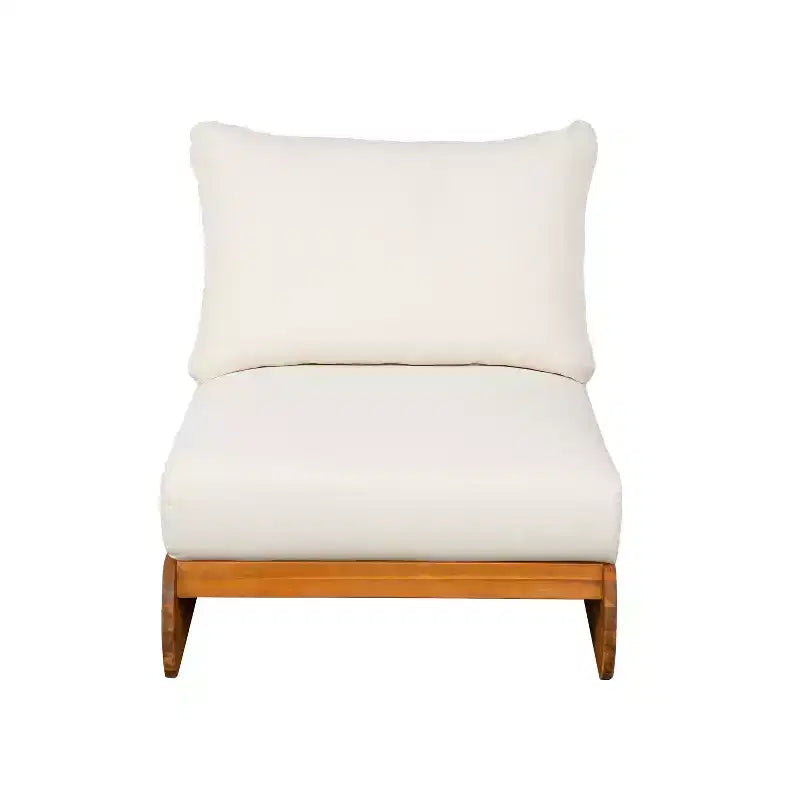 ModernLuxe Chaise longue d'extérieur, fauteuil de club en bois d'acacia avec coussins résistants à l'eau