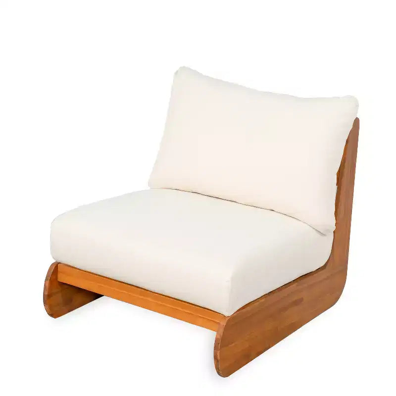 ModernLuxe Chaise longue d'extérieur, fauteuil de club en bois d'acacia avec coussins résistants à l'eau