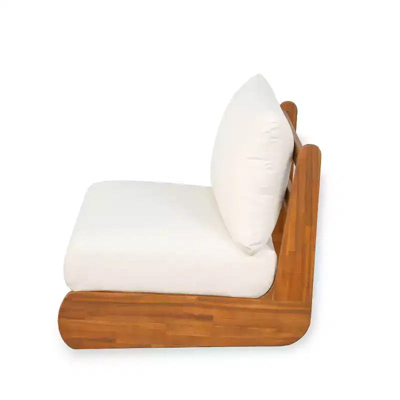ModernLuxe Chaise longue d'extérieur, fauteuil de club en bois d'acacia avec coussins résistants à l'eau