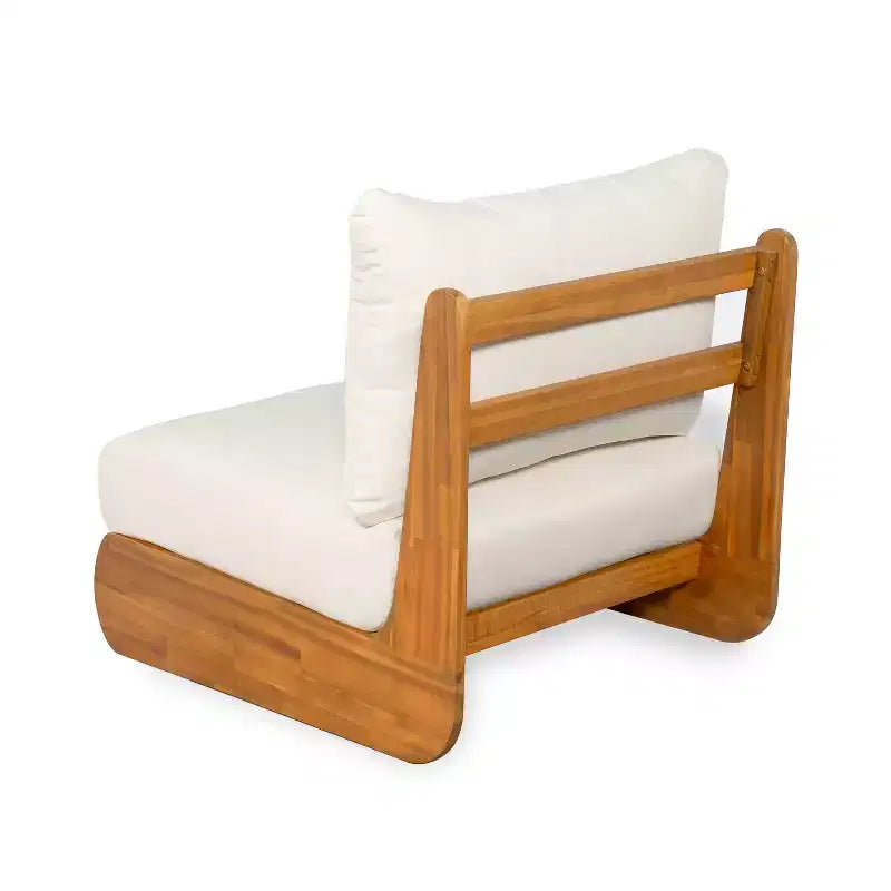 ModernLuxe Chaise longue d'extérieur, fauteuil de club en bois d'acacia avec coussins résistants à l'eau