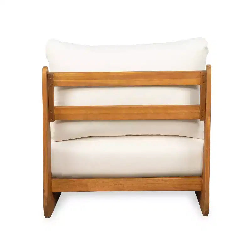 ModernLuxe Chaise longue d'extérieur, fauteuil de club en bois d'acacia avec coussins résistants à l'eau