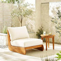 ModernLuxe Outdoor Lounge Chair, Acacia Wood Patio Accent Club Chair with Water-Resistant Cushions